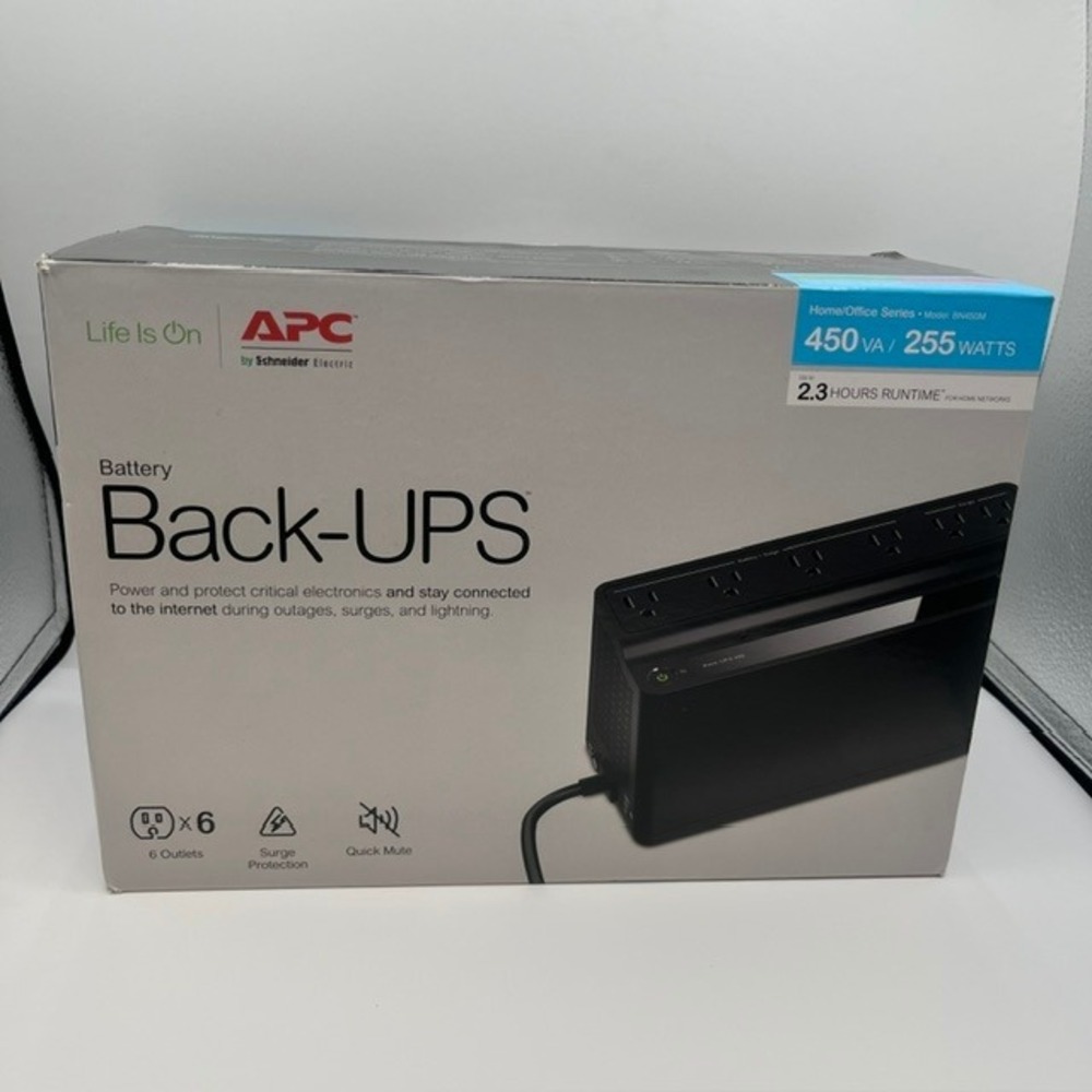 APC Back-UPS 450VA 255W Battery Backup Surge Protector BN450M Black 6 Outlets
